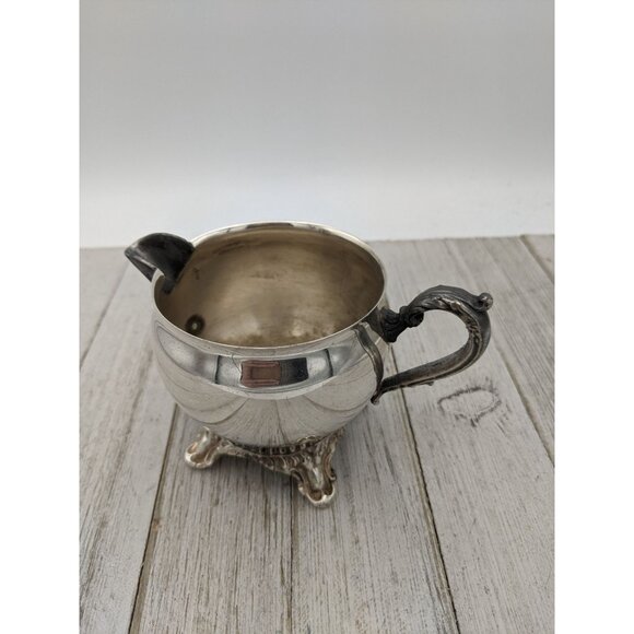 Silverplate Footed Creamer Pitcher 3" - Picture 1 of 6